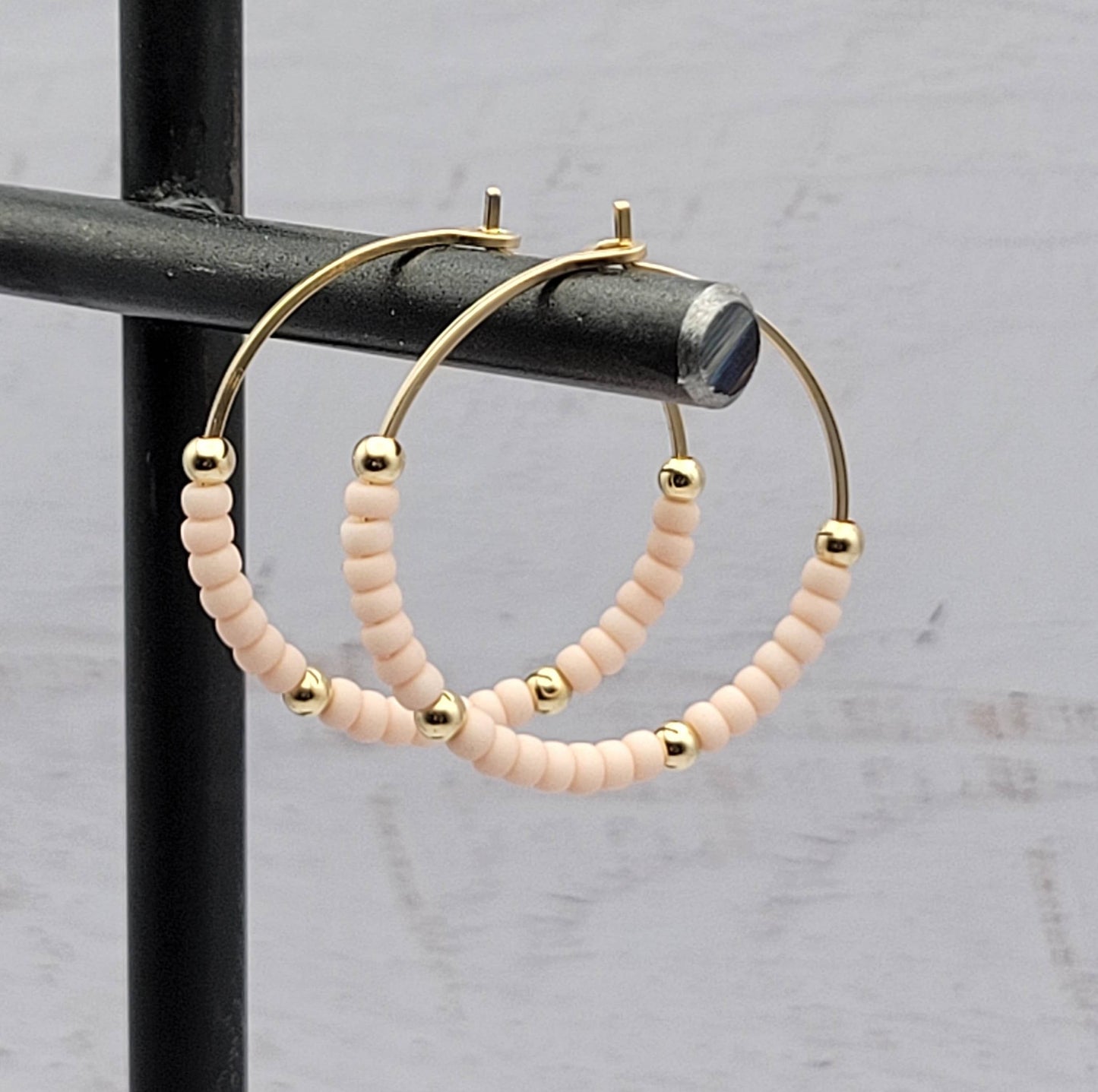 Spring Pink & Gold Hoop Earrings - Great for Easter -