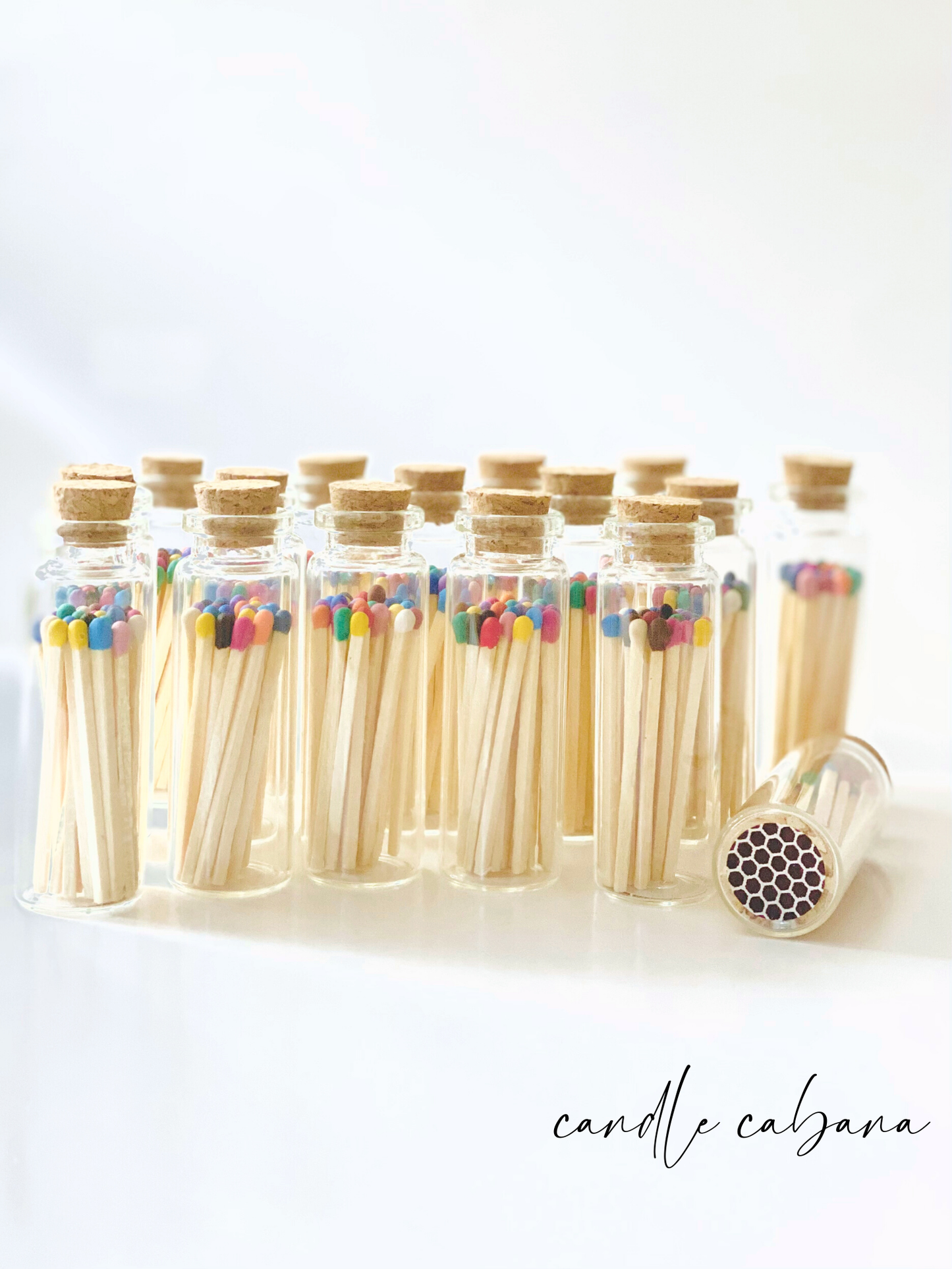 Color Tip Matches in Glass Corked Vial - 25 CT - Striker