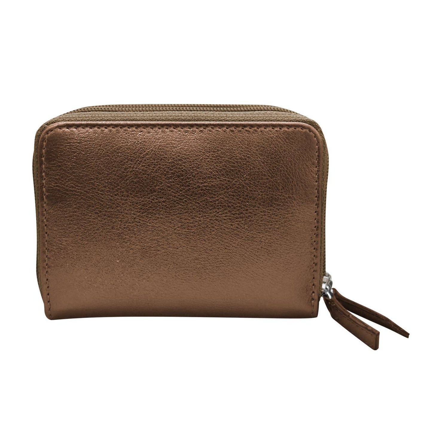 Leather Double Zip Accordion CC Holder W/ ID Window