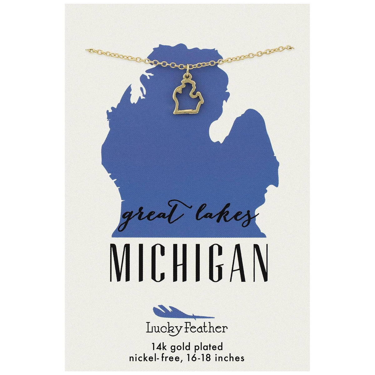 State Necklace - Gold - MICHIGAN