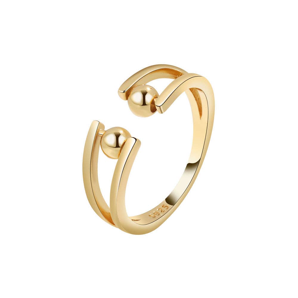 Round Beads Fidget Spinner Ring in Solid Copper