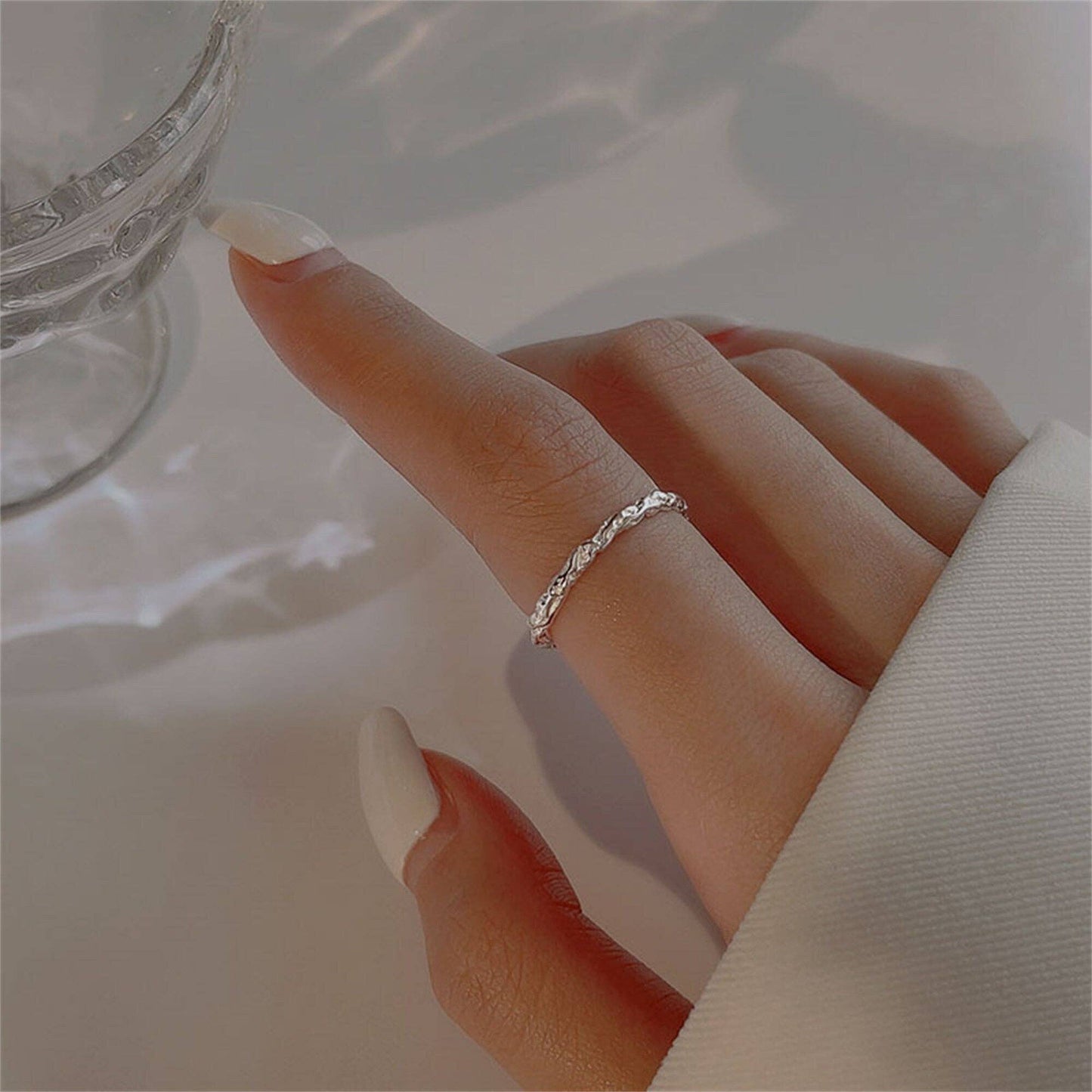 Twist Slim Thin Band Ring in 925 Sterling Silver