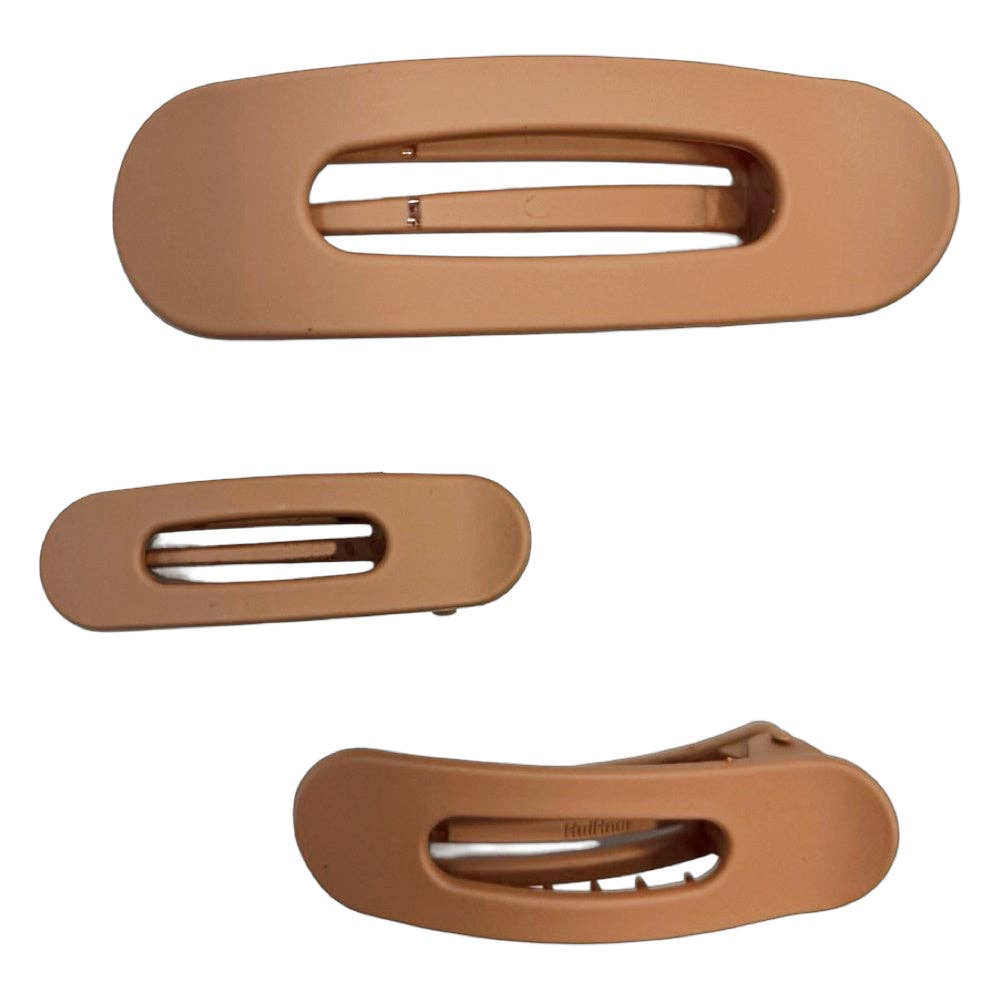 Mixed Size Flat Lay Clip Set - Camel