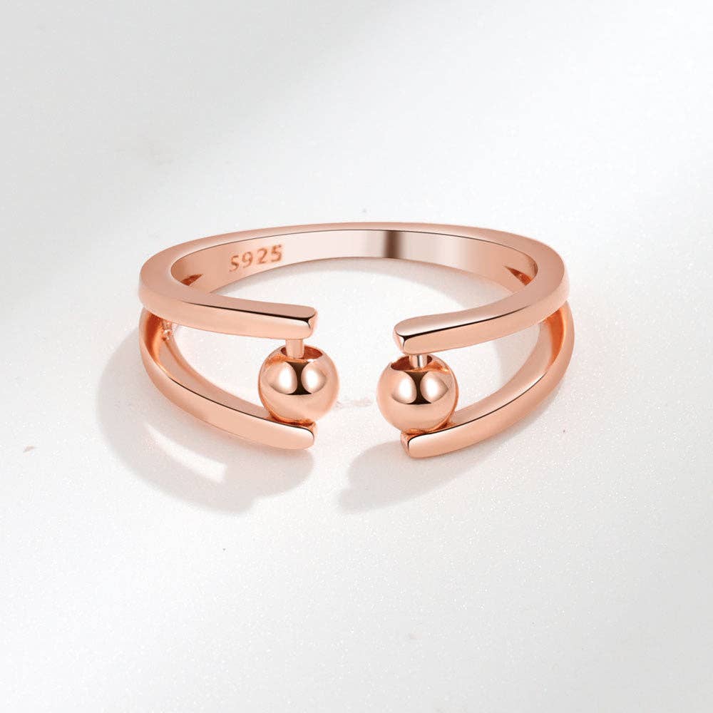 Round Beads Fidget Spinner Ring in Solid Copper