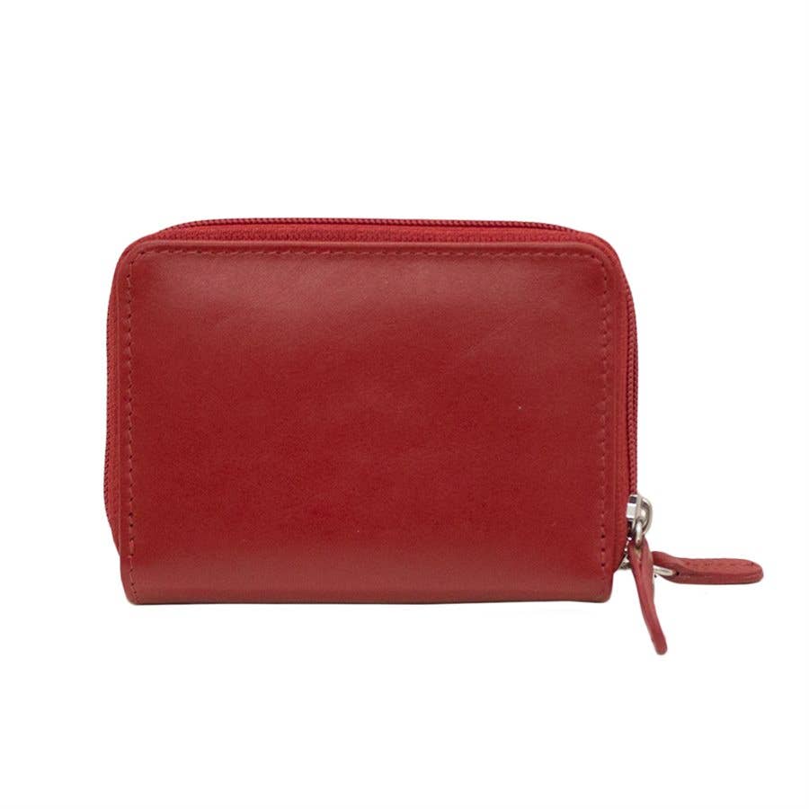 Leather Double Zip Accordion CC Holder W/ ID Window