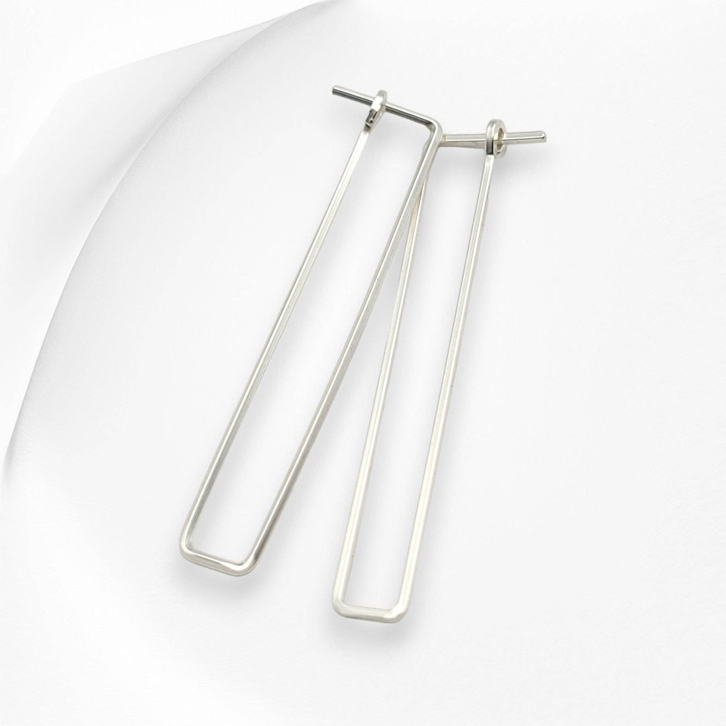 Minimalist Silver Rectangle Earrings
