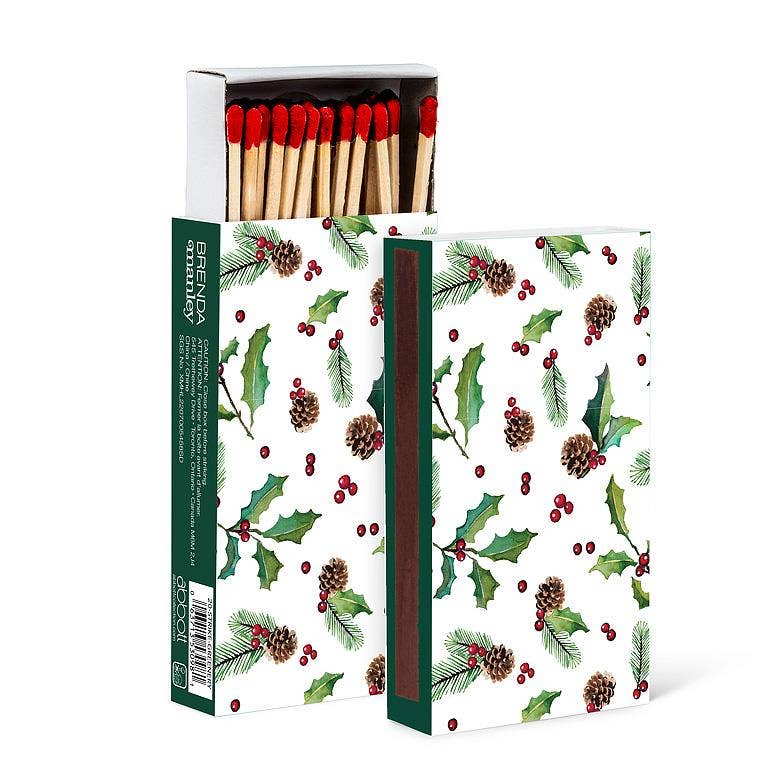 Holly, Pinecones & Berries Matches-45 sticks-4"L