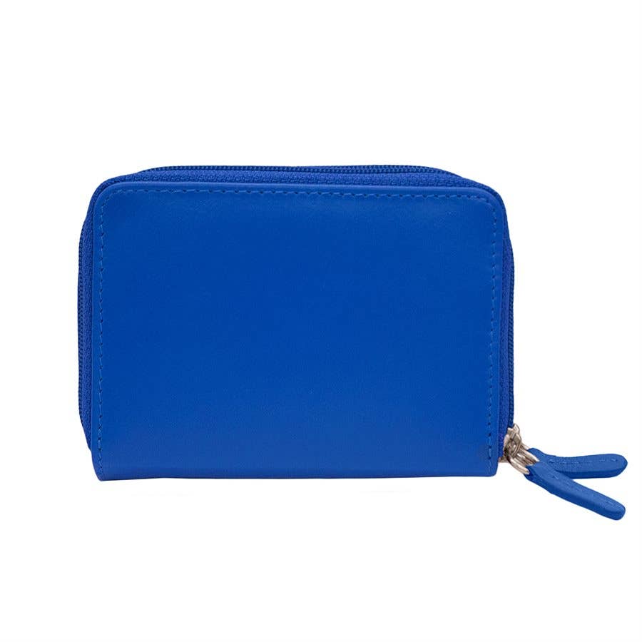 Leather Double Zip Accordion CC Holder W/ ID Window