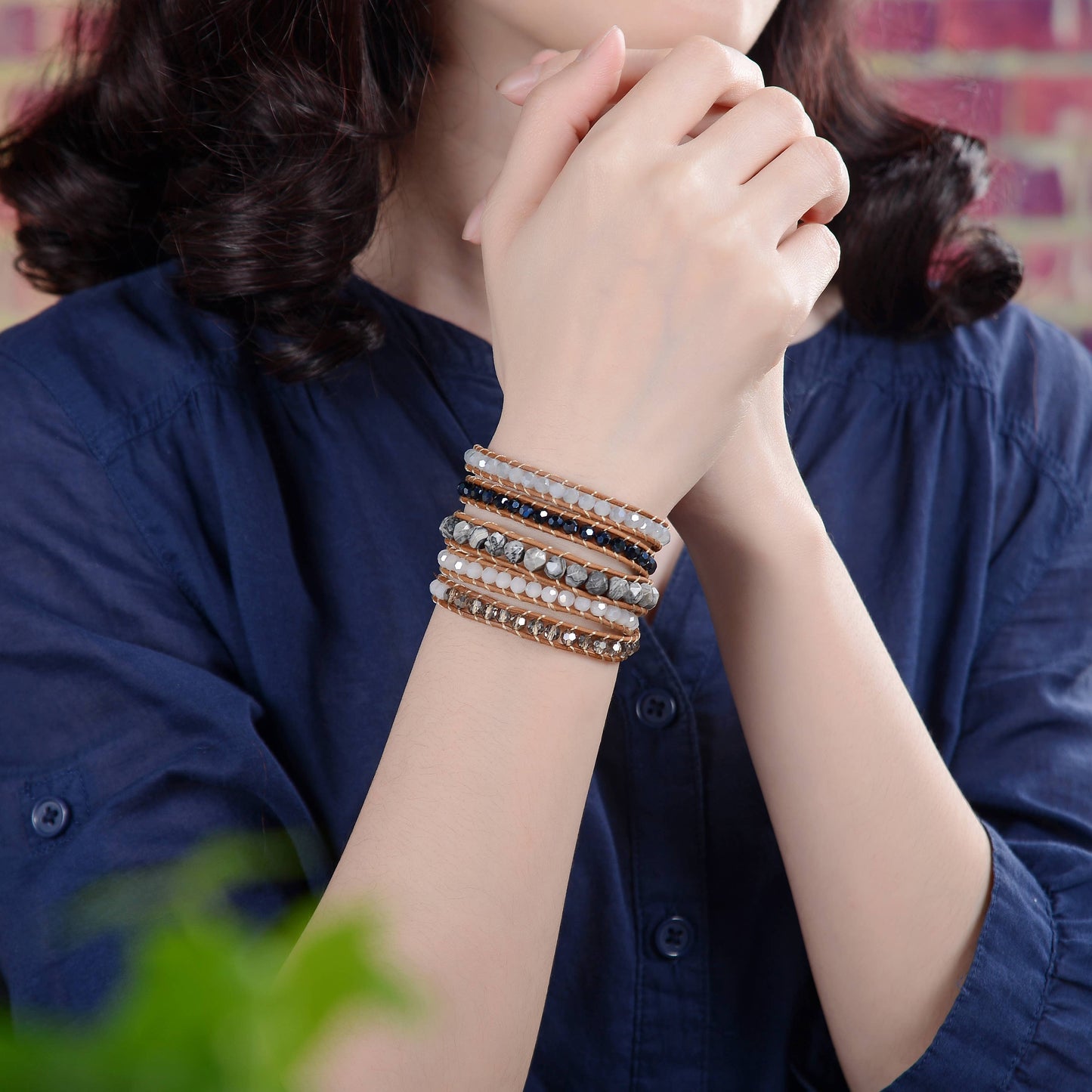 Bicone Multi-Stone Wrap Bracelets