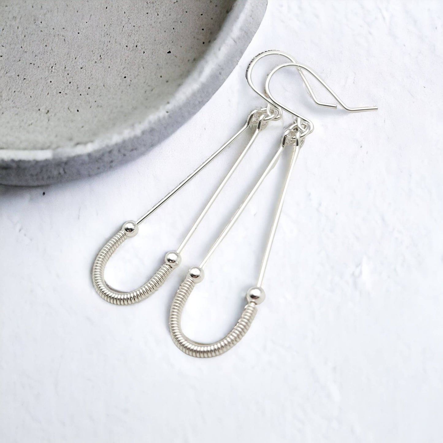 Modern Sterling Silver Coil Hoop Earrings