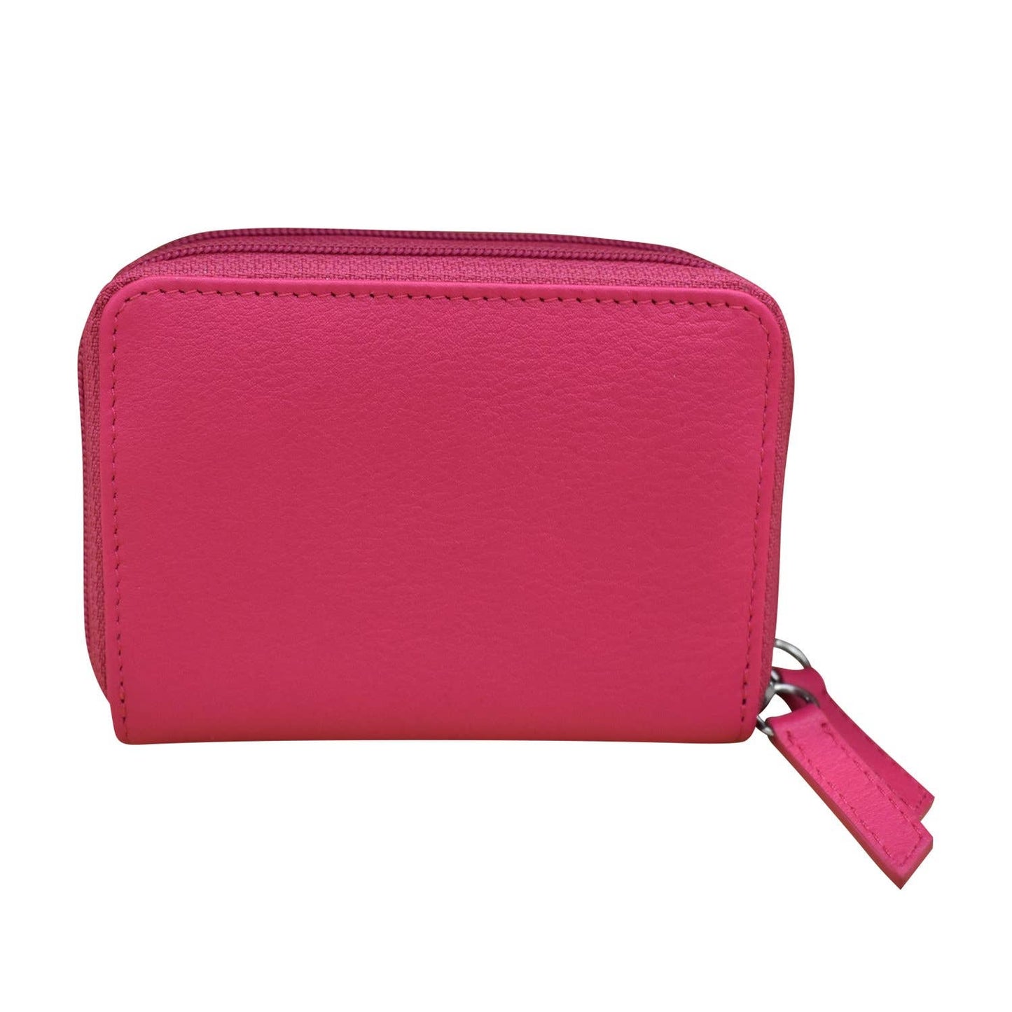 Leather Double Zip Accordion CC Holder W/ ID Window