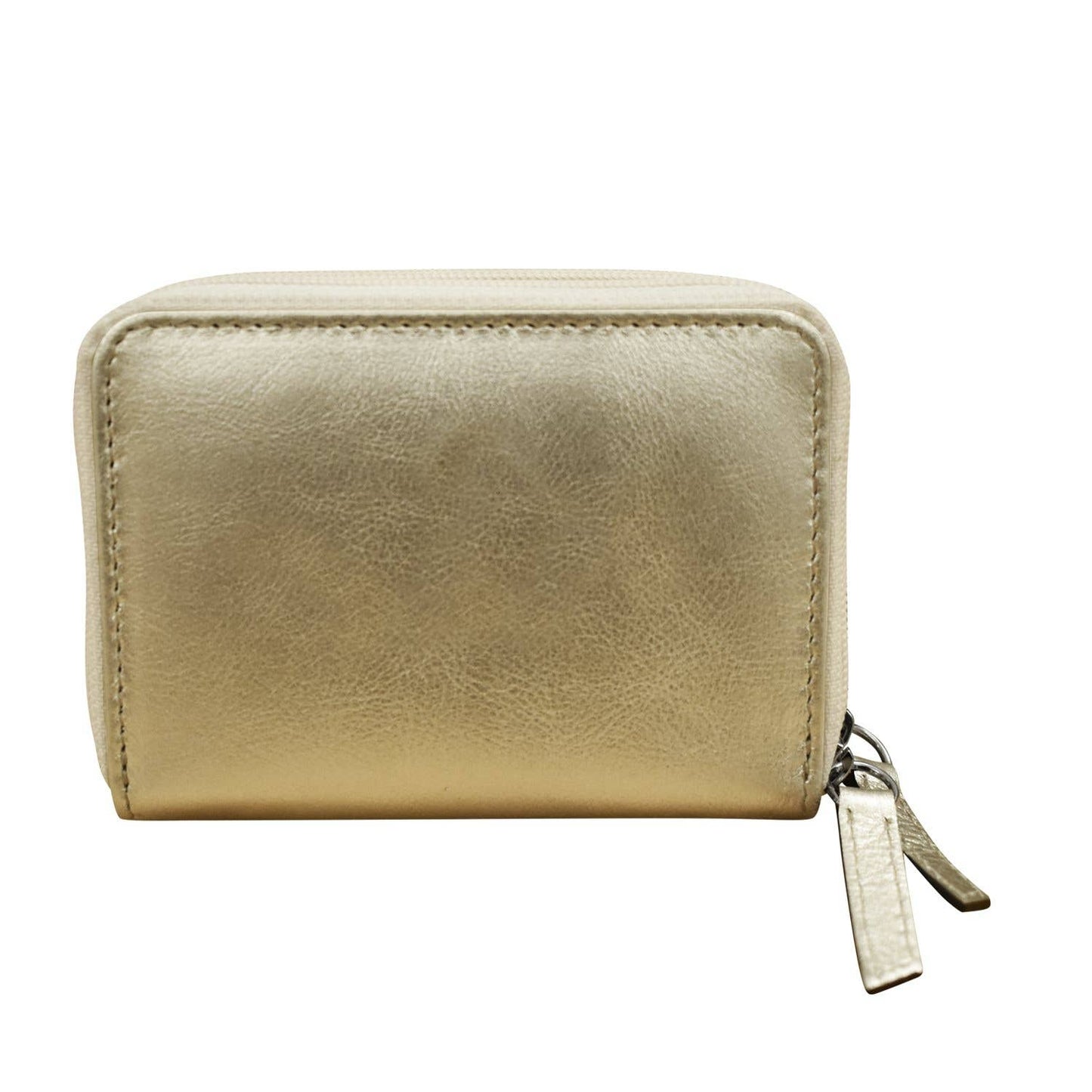 Leather Double Zip Accordion CC Holder W/ ID Window