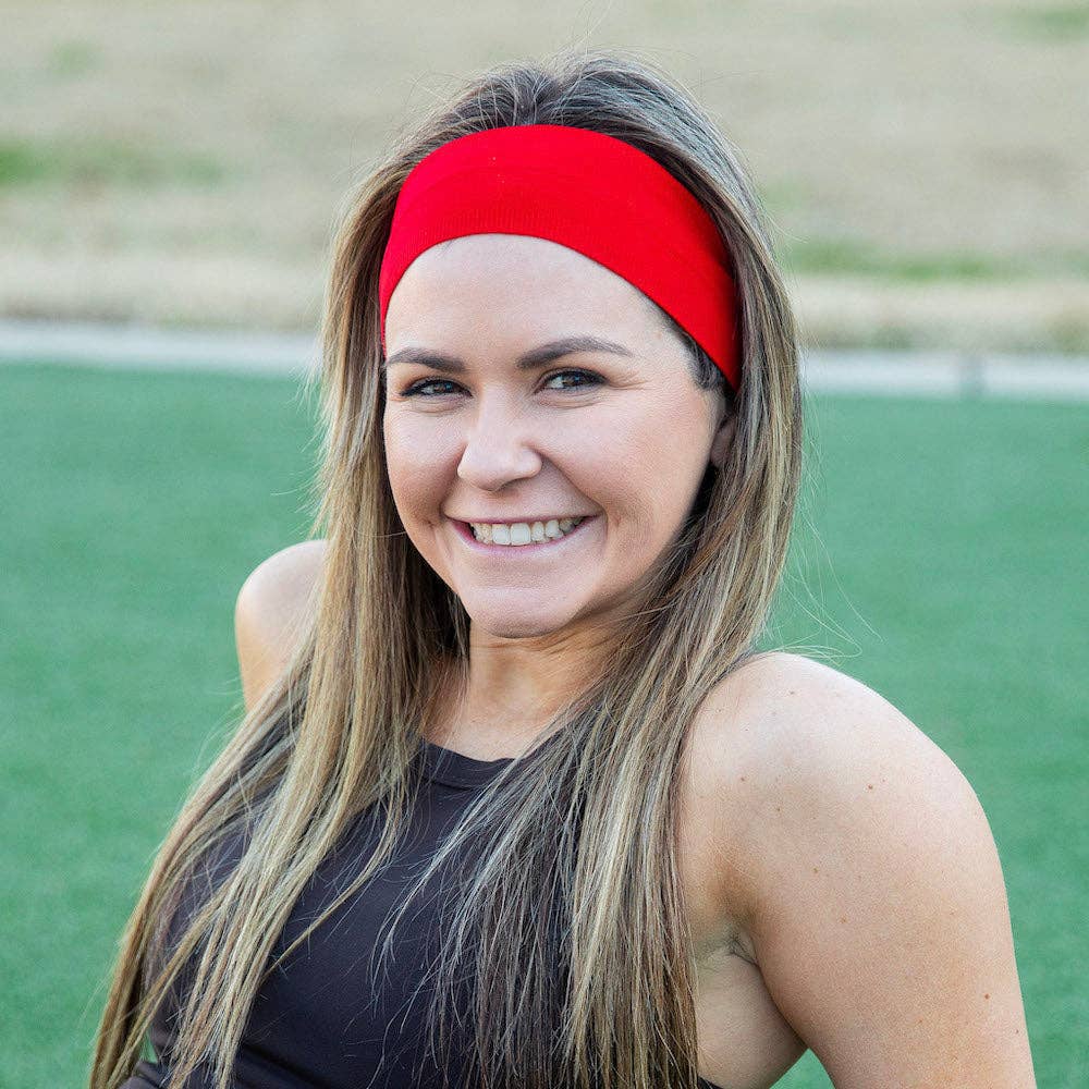 3 Pack of Wide Training Headbands - Red + Grey + Black