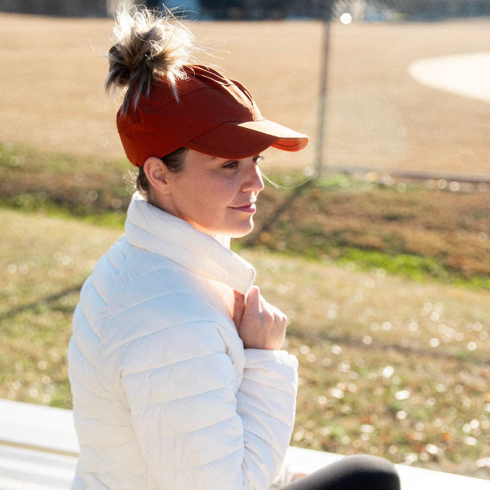 Adjustable High Ponytail Running Hat - Orange