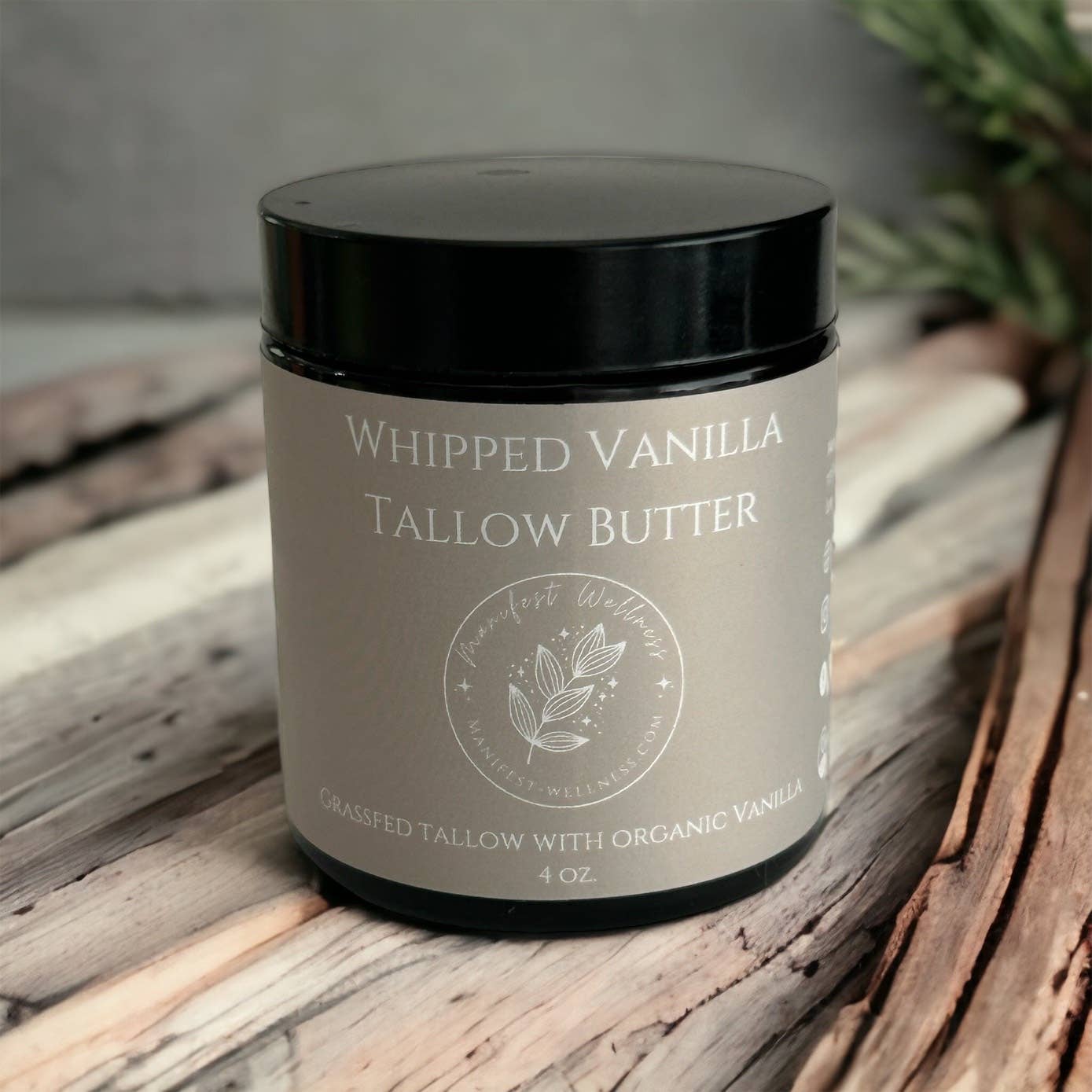Unscented Tallow Butter, Grassfed & Organic 4 oz.