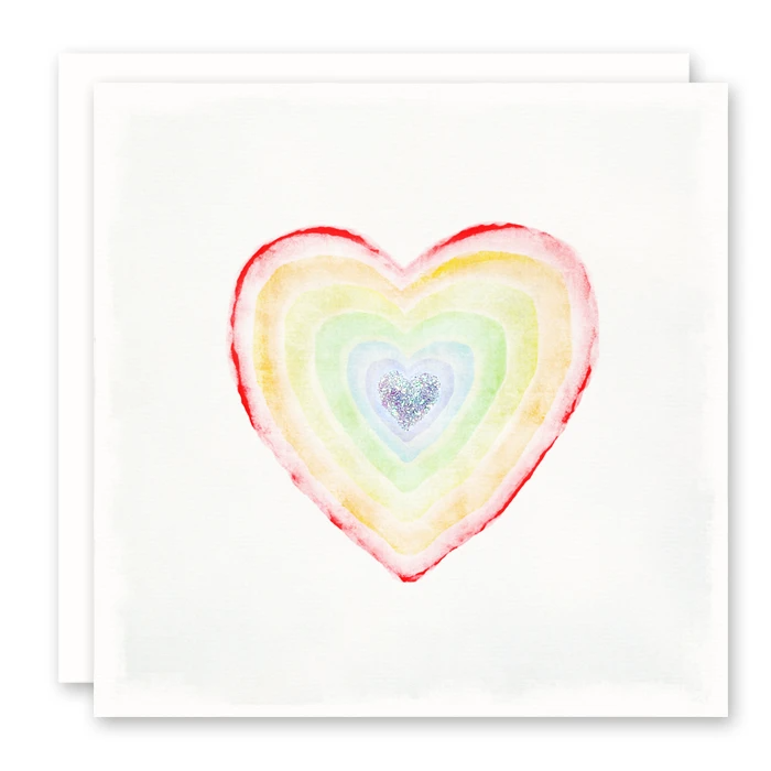 Rainbow Heart Card - Love Card - Square Card - Blank Inside