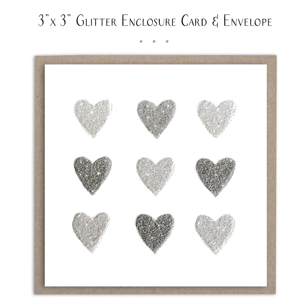 Nine Hearts Glitter Mini Card