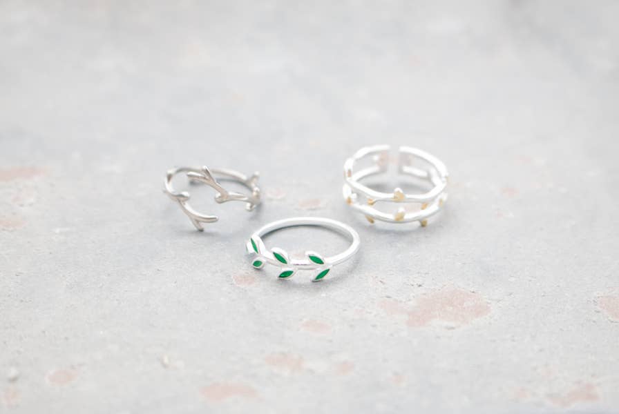 Minimalist Silver Vine Rings