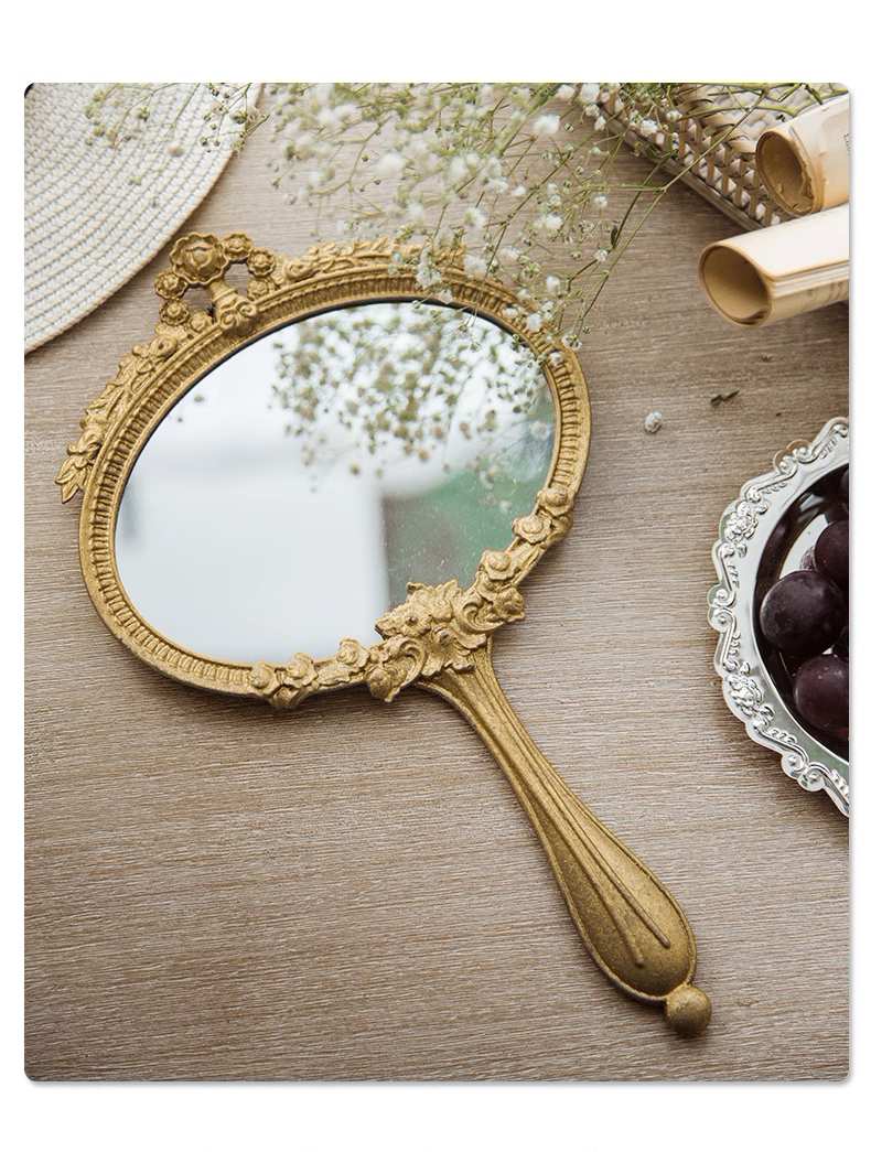 French Alloy Hand-Held Antique Style Mirror