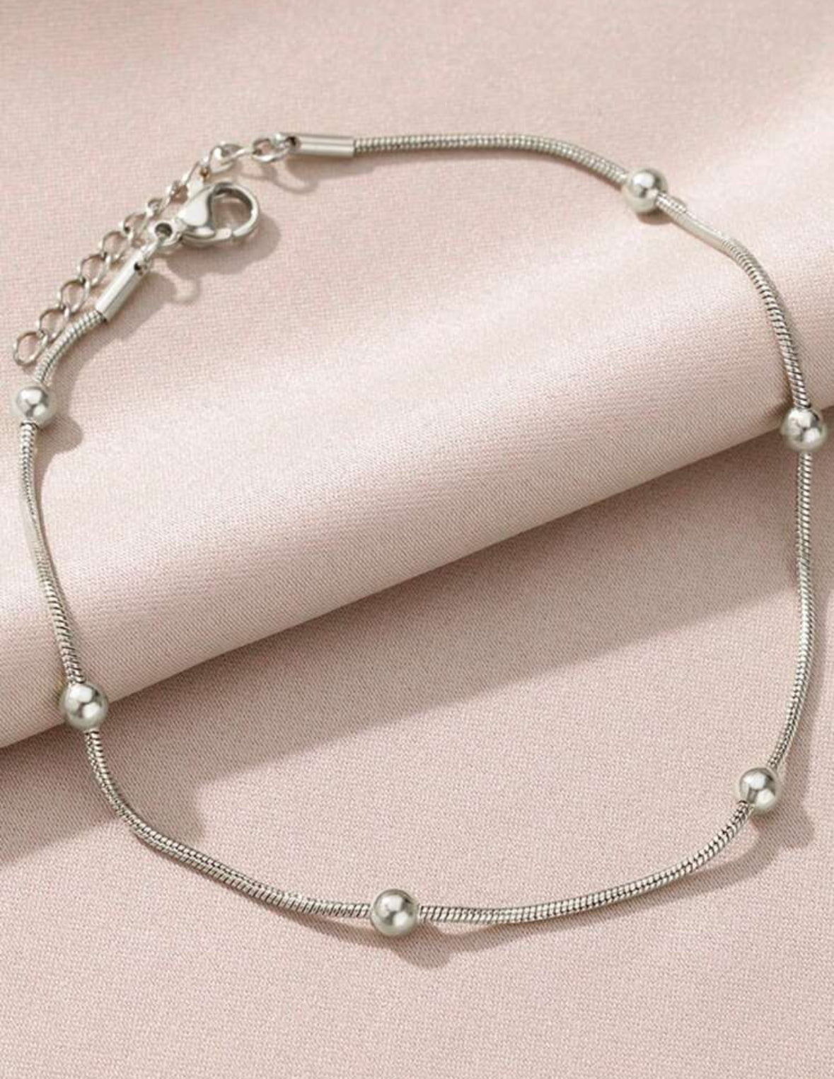 Simple Bead on Round Snake Chain Anklet