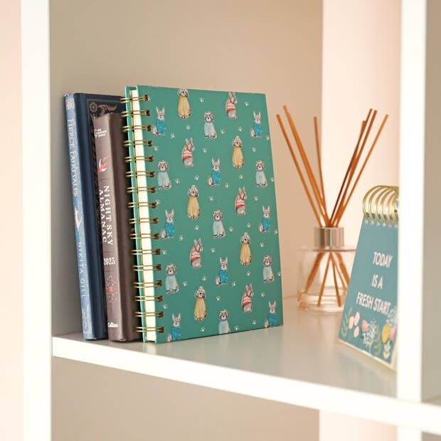 Teal Dog Print Notebook