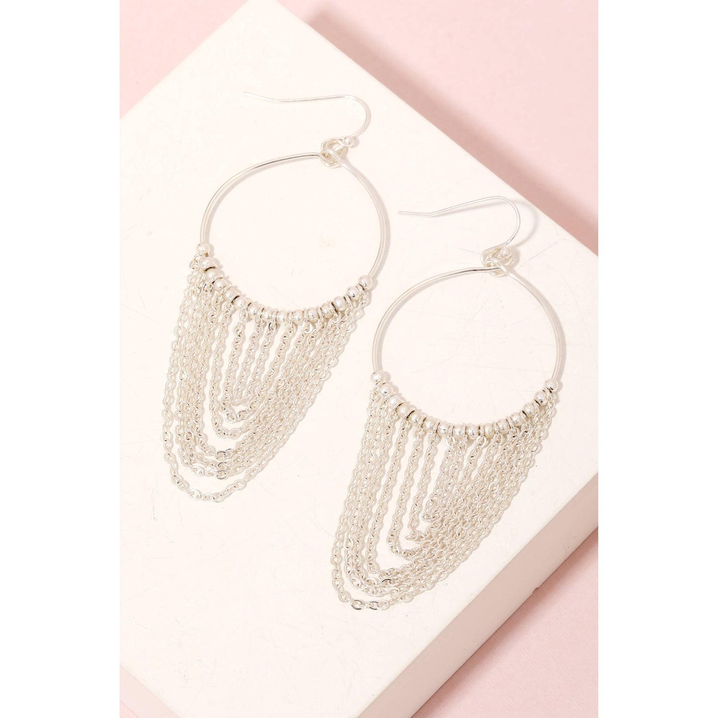 Chain Fringe Hoop Drop Hook Earrings