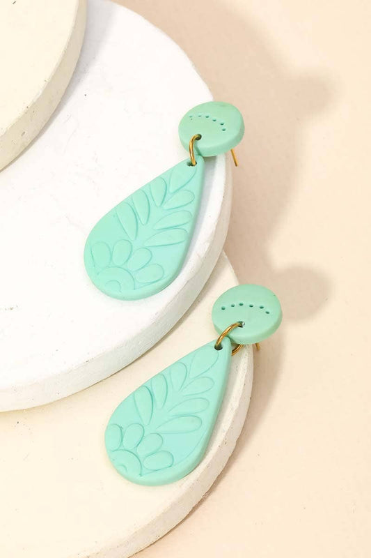 Floral Relief Teardrop Earrings