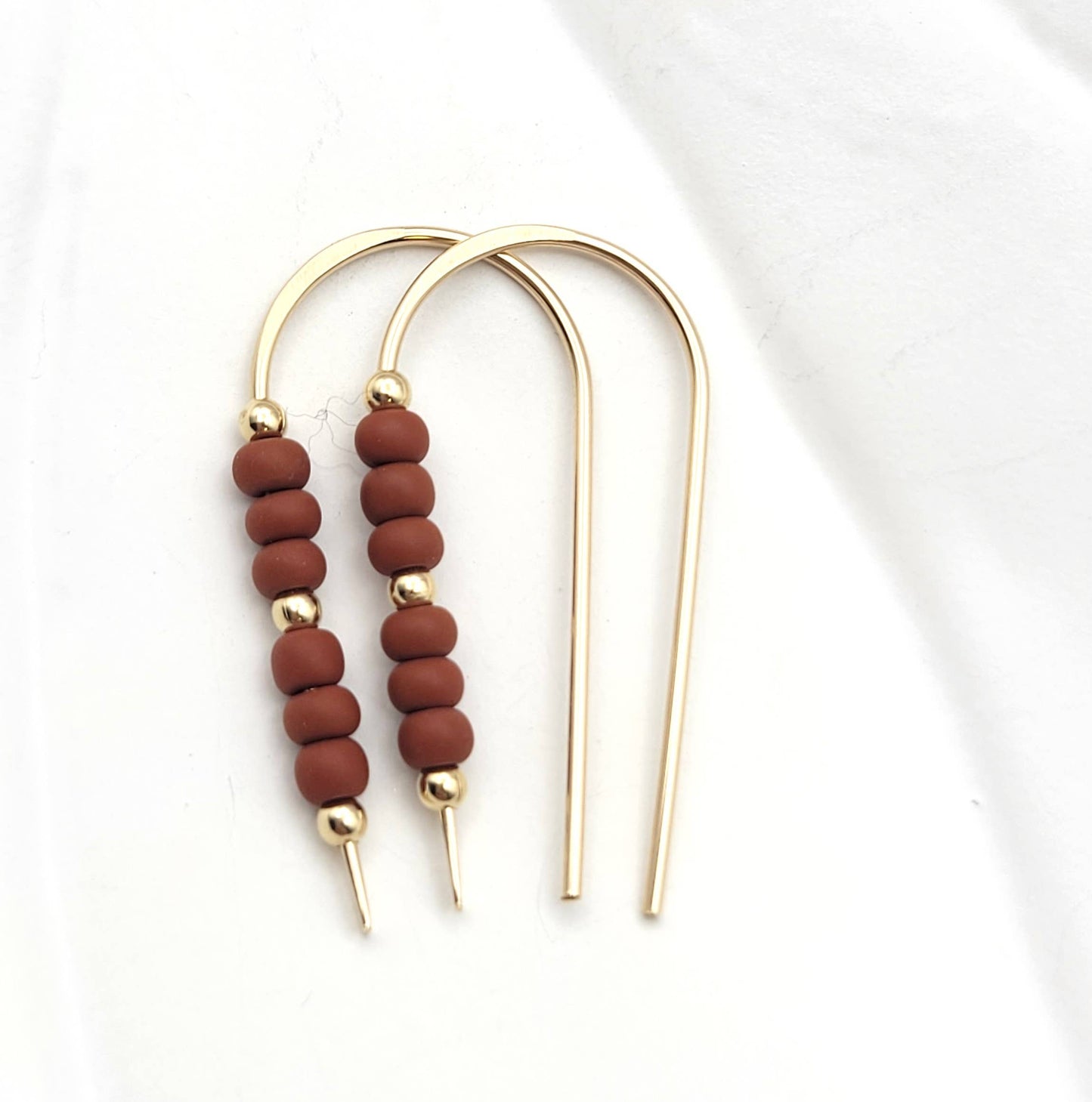 Fall Color Beaded Earrings in 14k Gold Filled - Burnt Sienna