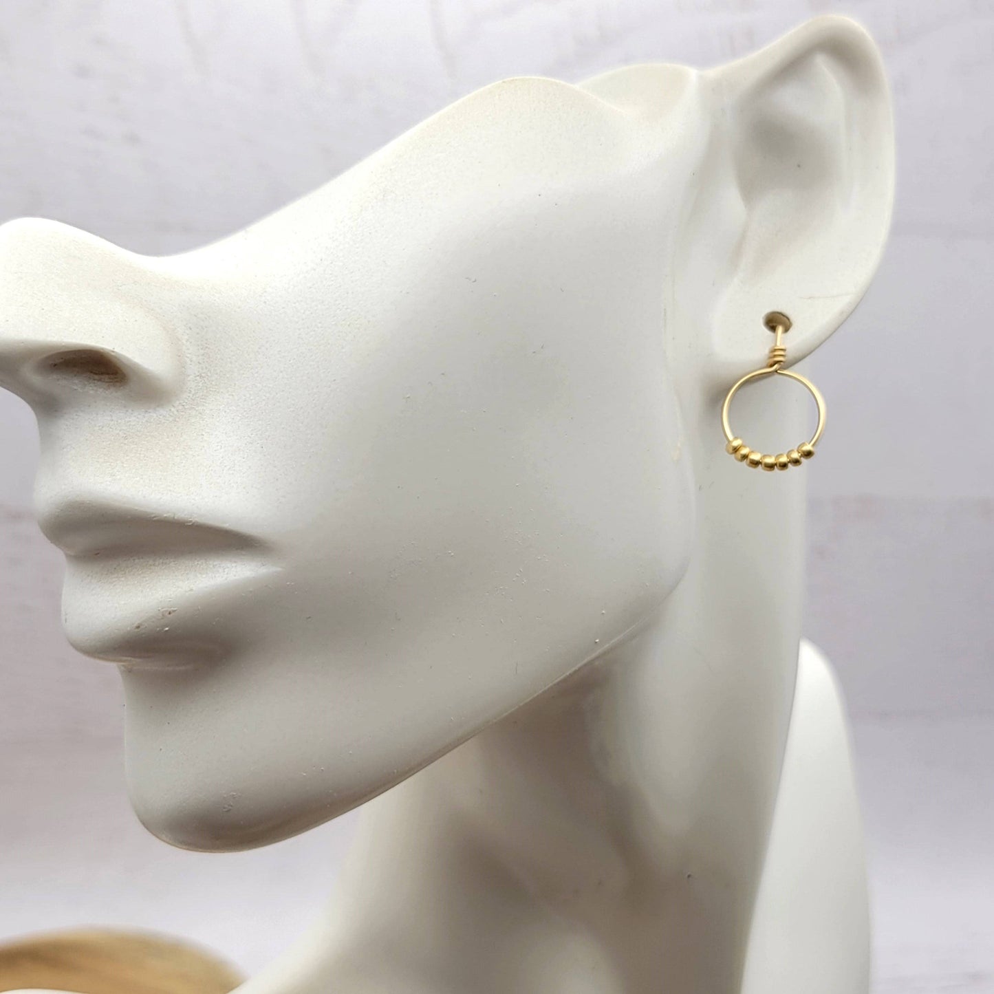 14k Gold Small Beaded Hoops