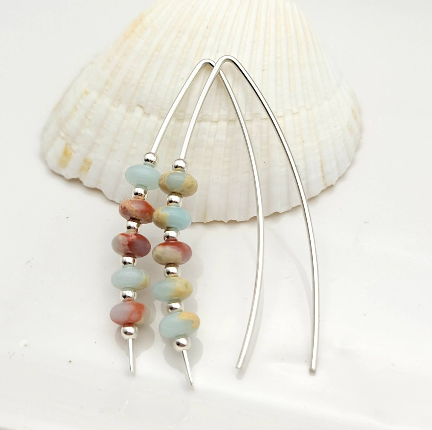 Light Blue Jasper Threader Earrings