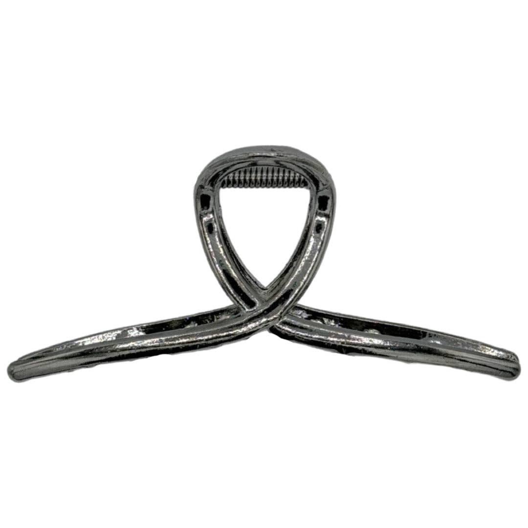 Looped Claw Clip - Silver | Sturdy Metal Hair Clip