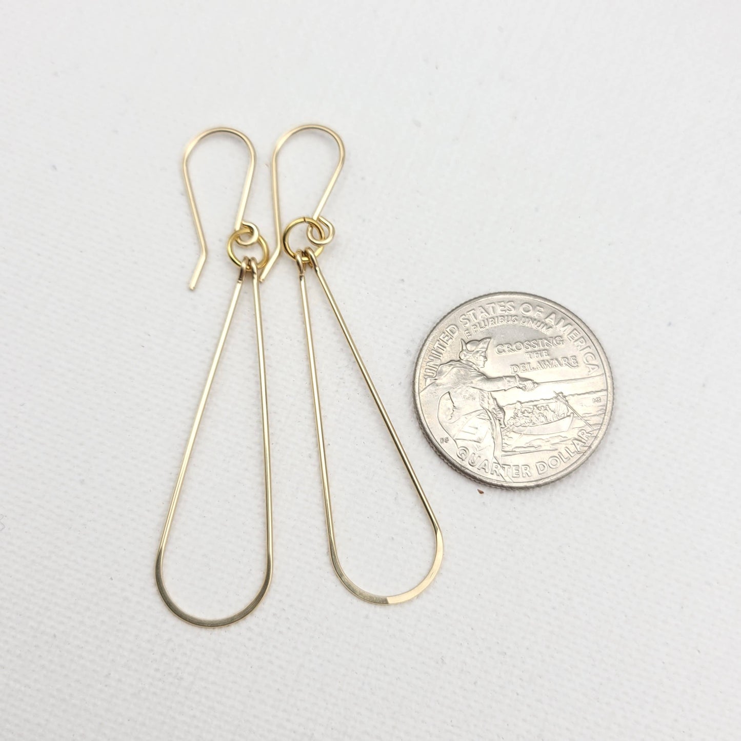 Long 14k Gold Hoops - Handmade Earrings