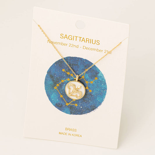 Sagittarius Zodiac Constellation Coin Pendant Necklace