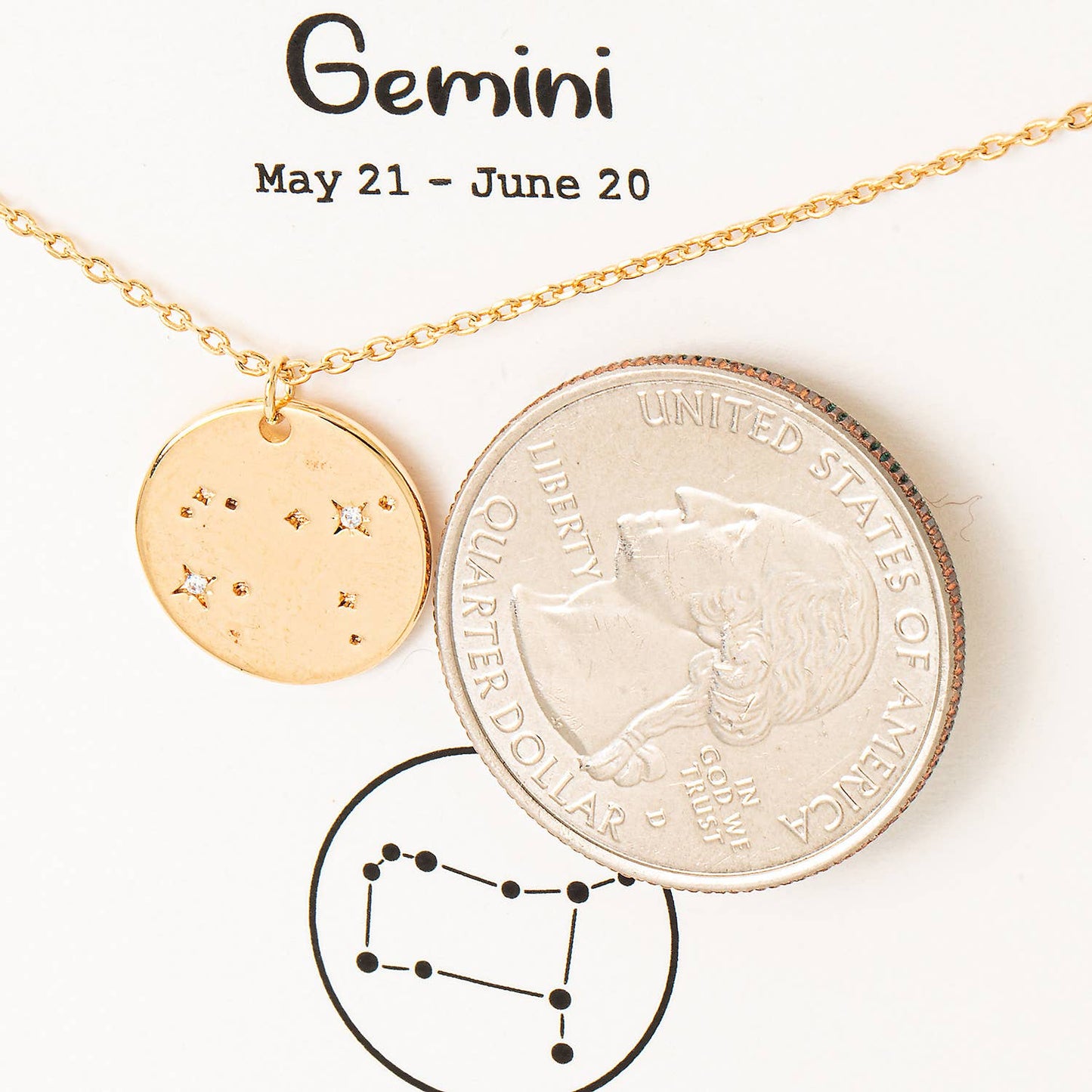 Gold Dipped Gemini Zodiac Coin Necklace