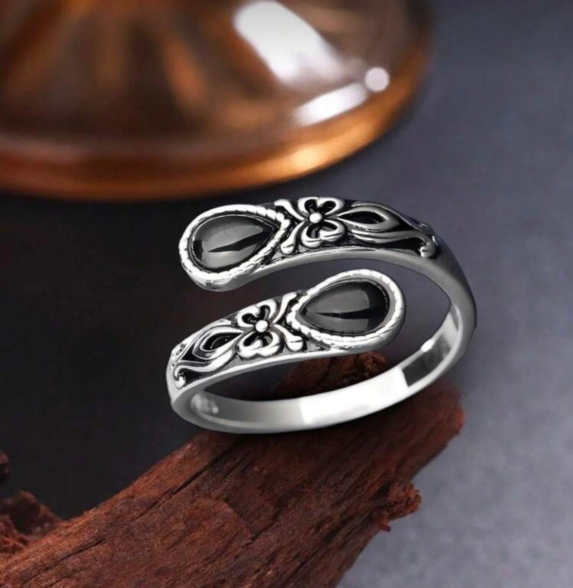 Sterling Silver Black Agate Ring