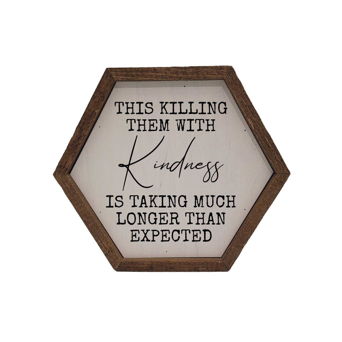 "Killing Them with Kindness" Hexagon Sign - EW004