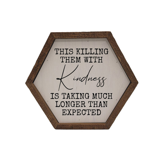 "Killing Them with Kindness" Hexagon Sign - EW004