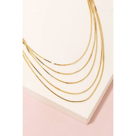 Layered Metallic Snake Chain Necklace