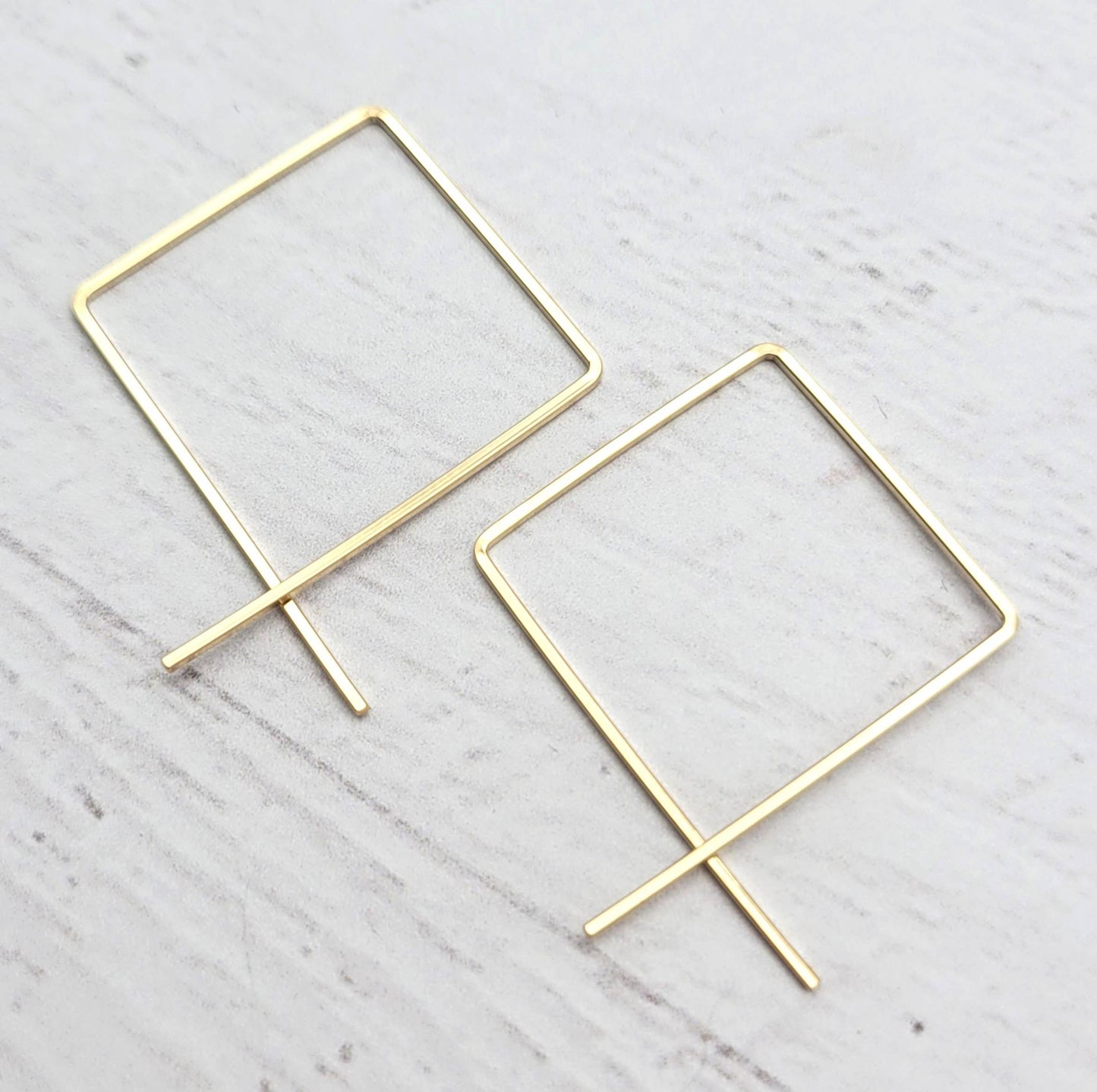 14 karat Gold Filled Square Threader Hoop Earrings