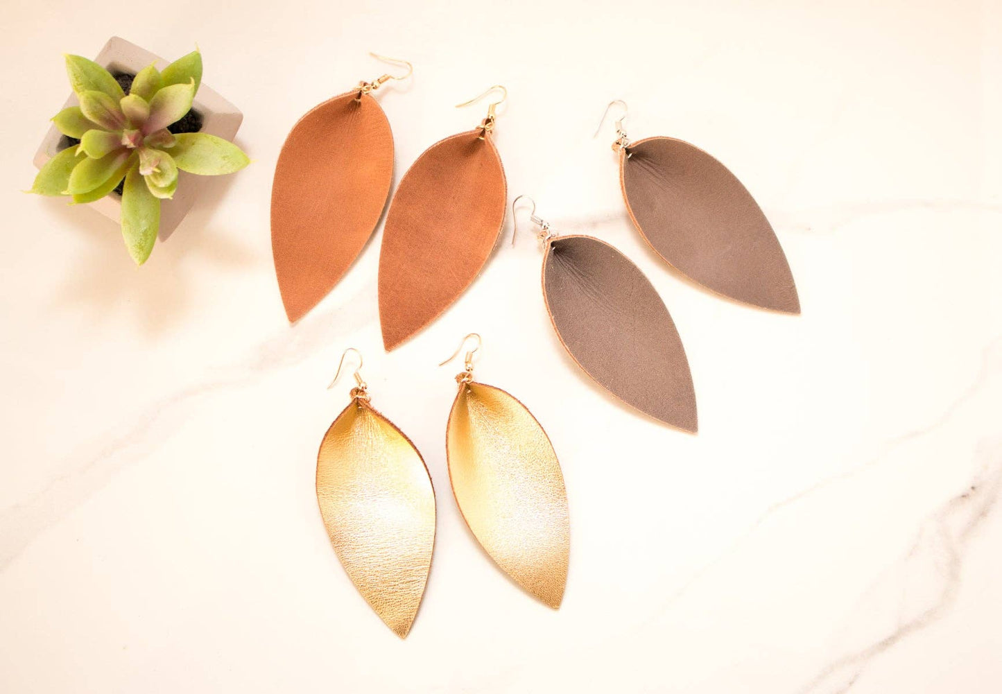 Leather Petal Earrings