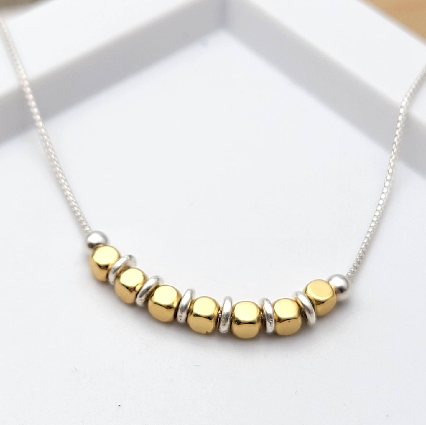 Sterling Silver & Gold Beaded Chain Necklace