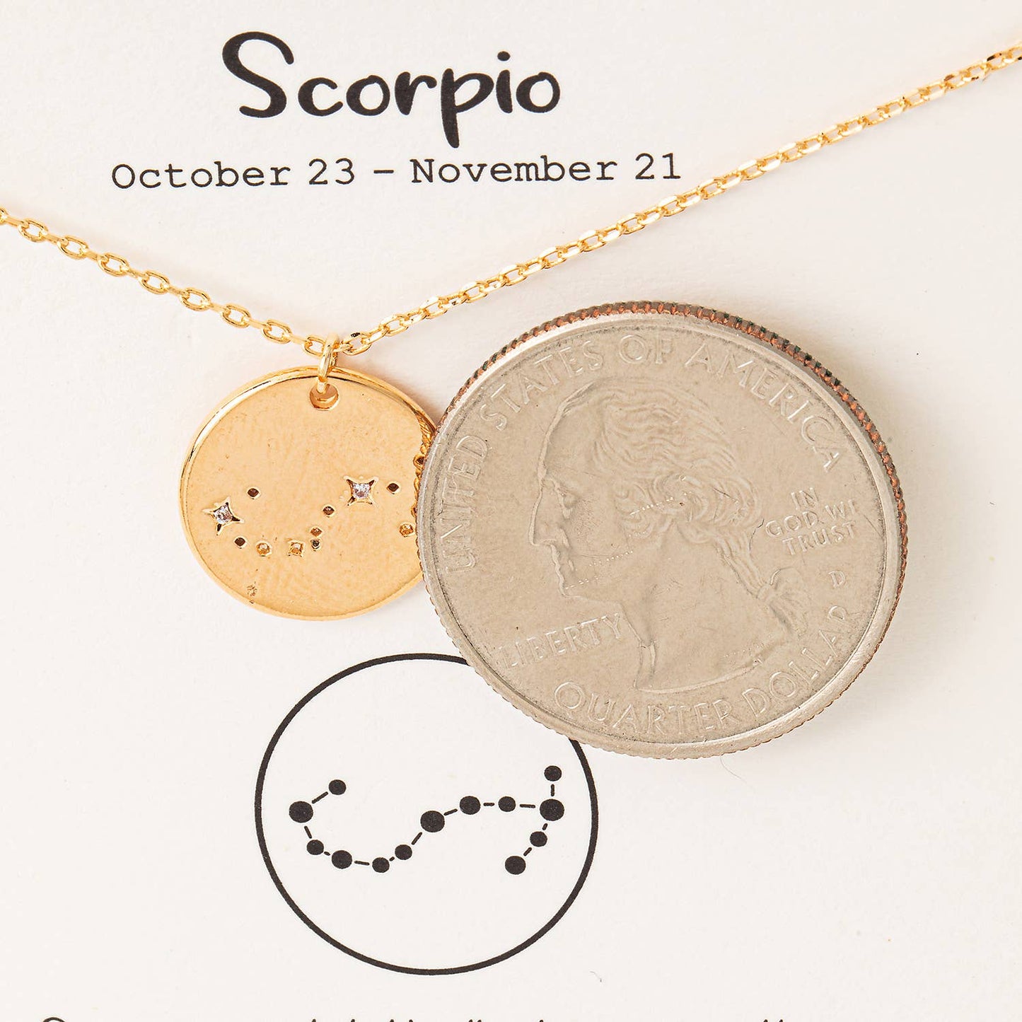 Gold Dipped Scorpio Zodiac Coin Necklace