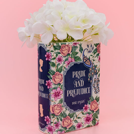 Pride and Prejudice - Large Vase - Original Book-Shaped Decorative Vase, Ceramic Vase, Cute Bookshelf Decor, Unique Vase for Book Lovers