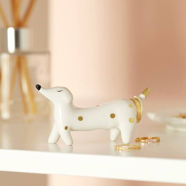 Ceramic Sausage Dog Ring Holder