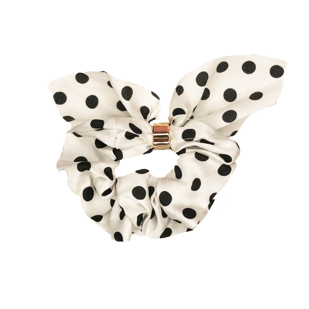 Single Scrunchie - White Polka