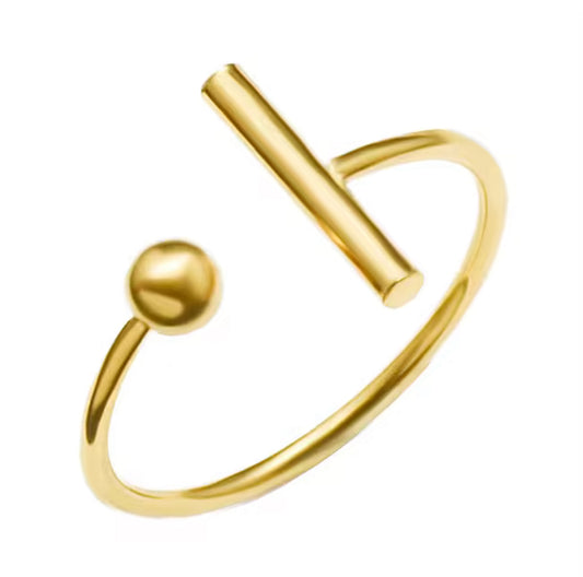 Modern Minimalist Bar & Ball Ring