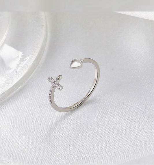 Heart and Cross Ring