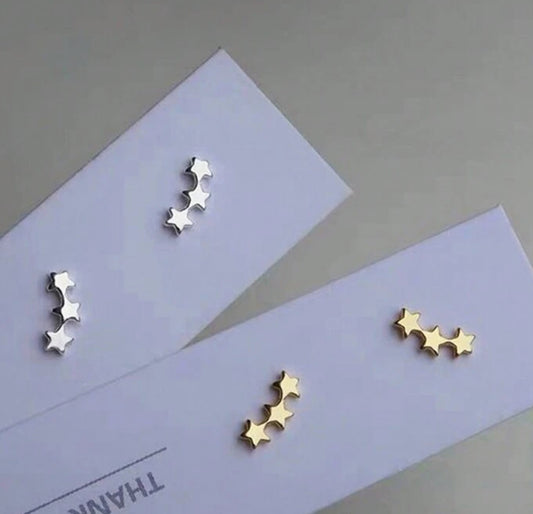 Sterling Silver Star Trio Earrings