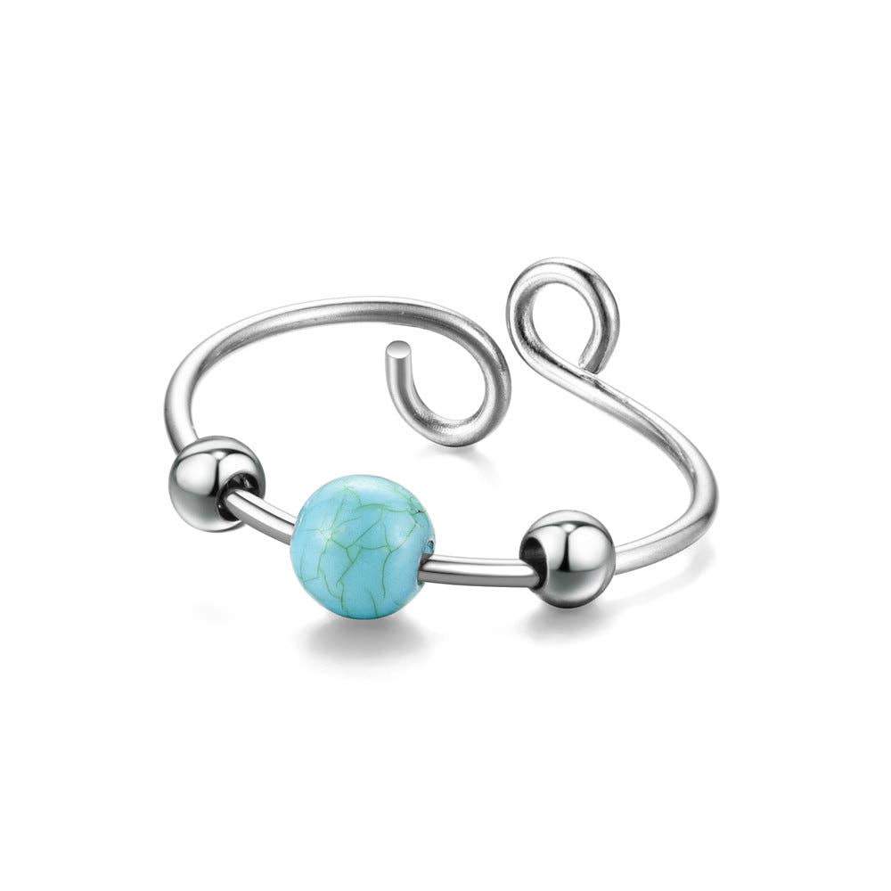 Turquoise Pearl Fidget Spinner Ring