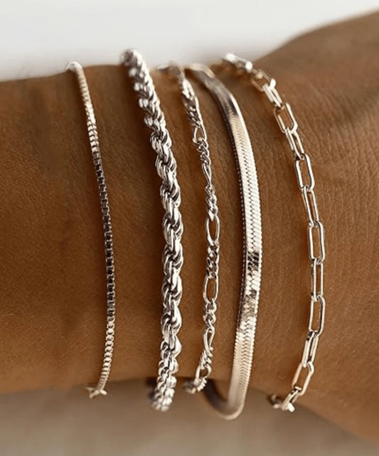 4 Pc Silver Bracelets